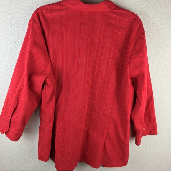 Coldwater Creek Red Zipper Front 3/4 Sleeve Blouse Top Shirt Sz 2X - Picture 8 of 11